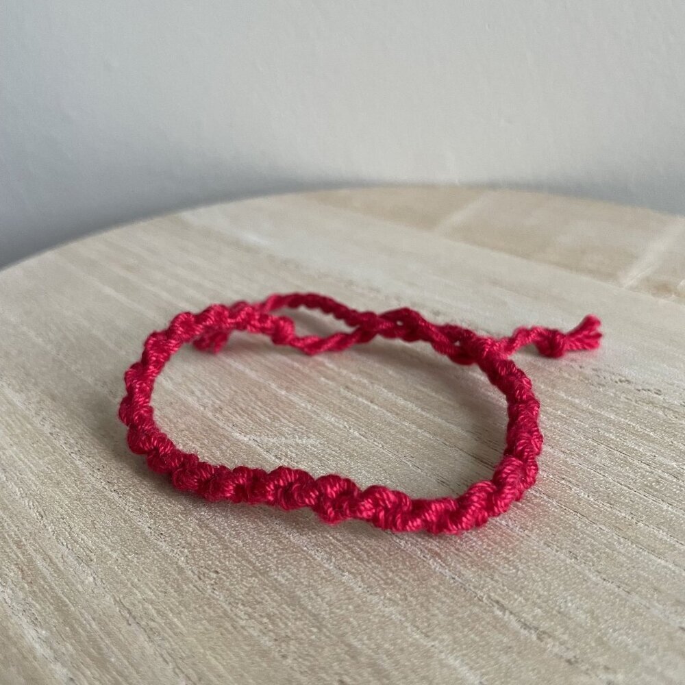 Palmer Woven Friendship Bracelet Anklet One Size Red Women Cotton Handmade